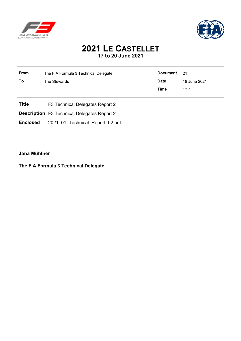 2021 LE CASTELLET 17 to 20 June 2021