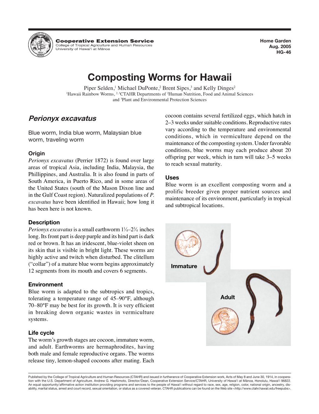 Composting Worms for Hawaii