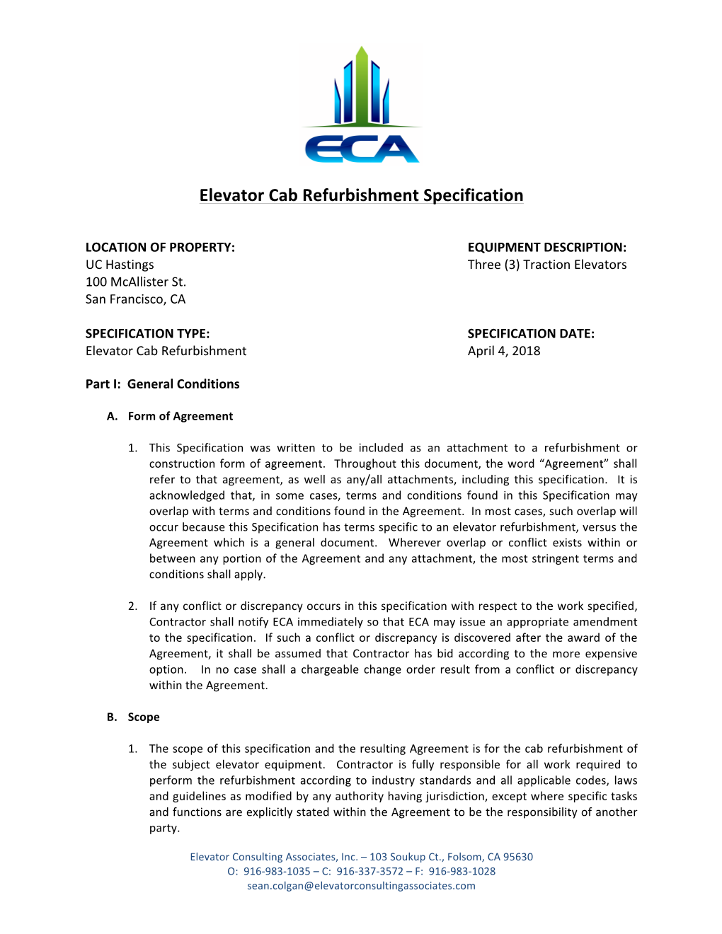 Elevator Cab Refurbishment Specification