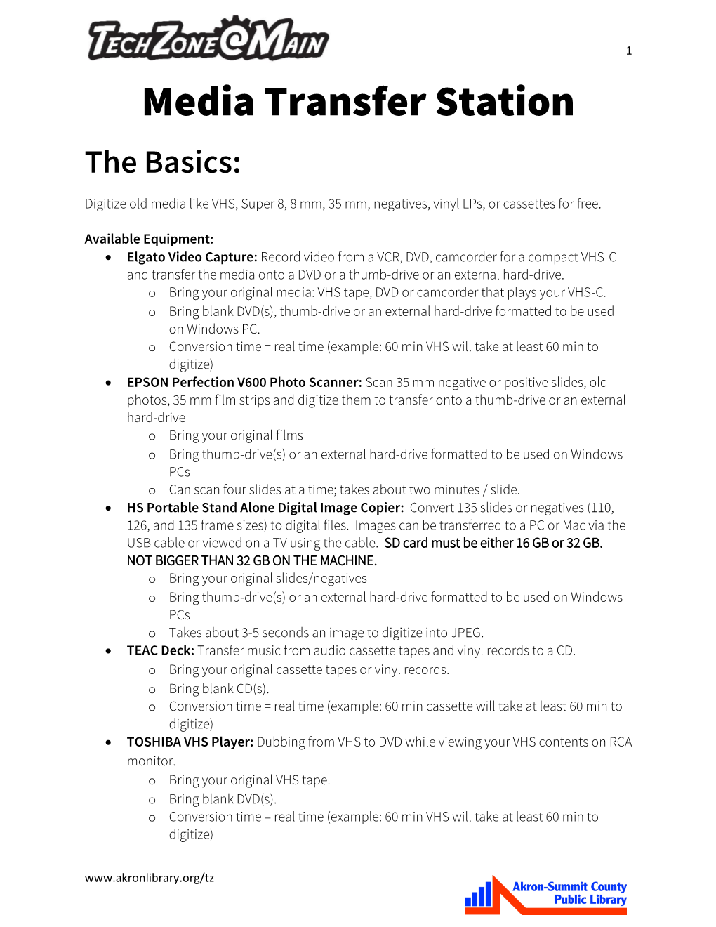 Media Transfer Station the Basics