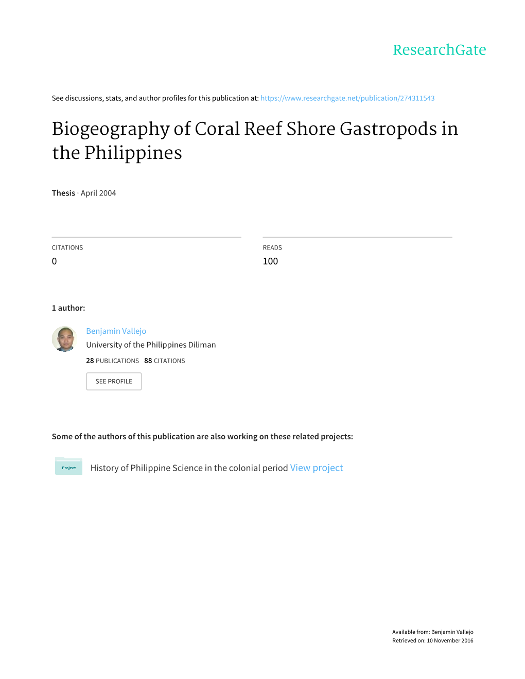 Biogeography of Coral Reef Shore Gastropods in the Philippines