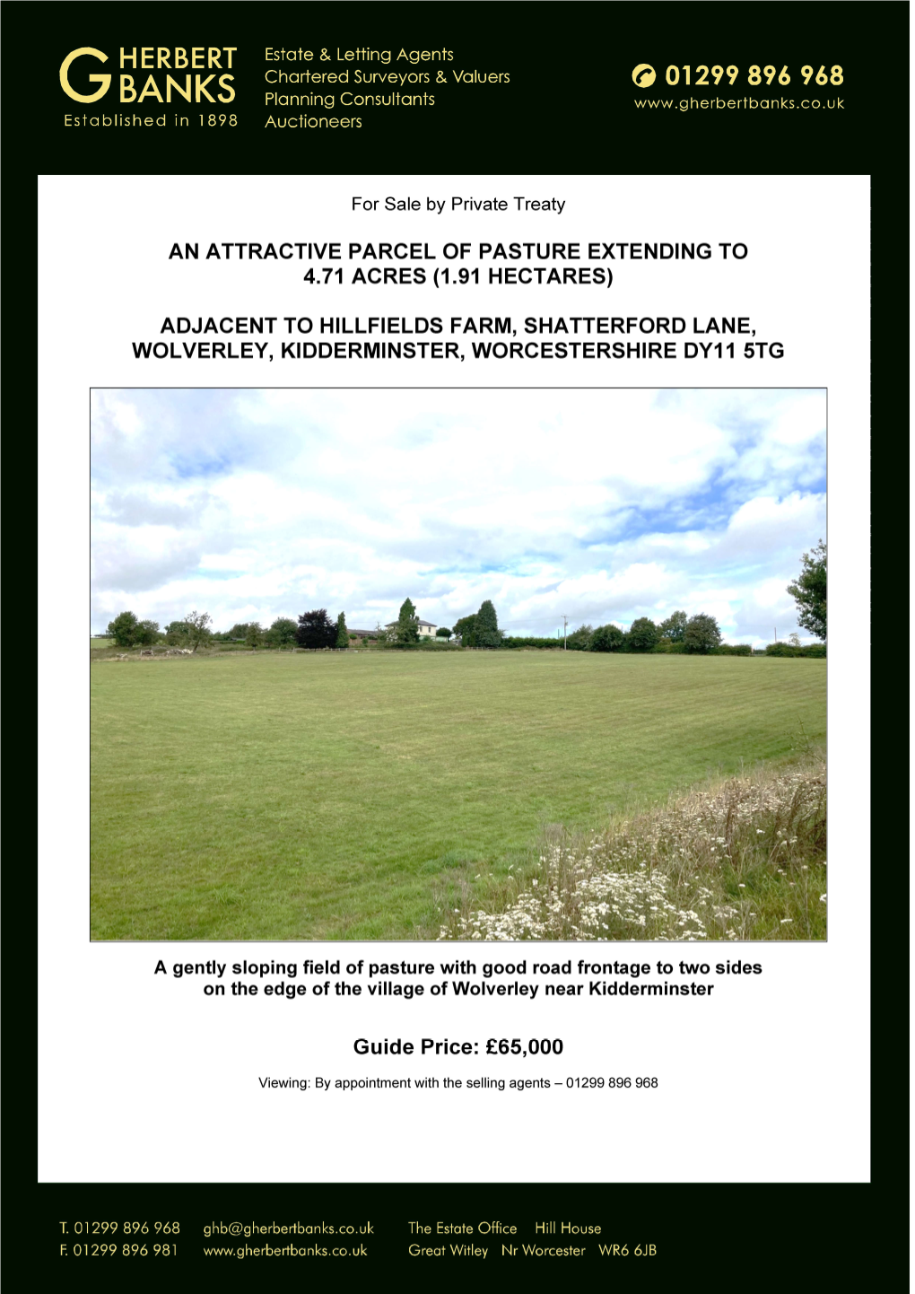 Adjacent to Hillfields Farm, Shatterford Lane, Wolverley, Kidderminster, Worcestershire Dy11 5Tg