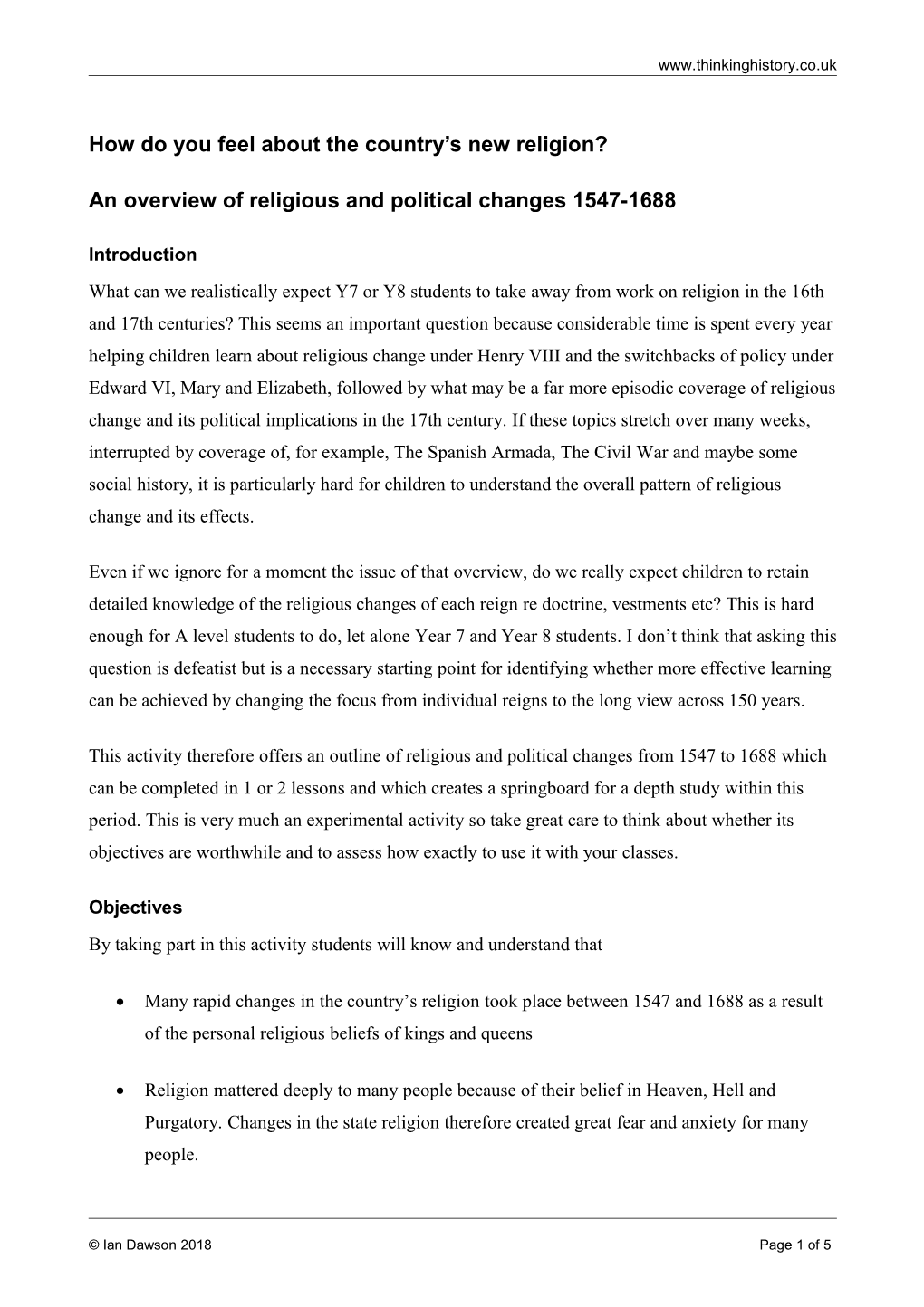 Thinking History Activity s5