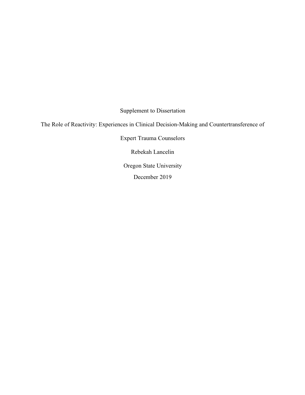 Experiences in Clinical Decision-Making and Countertransference of Expert