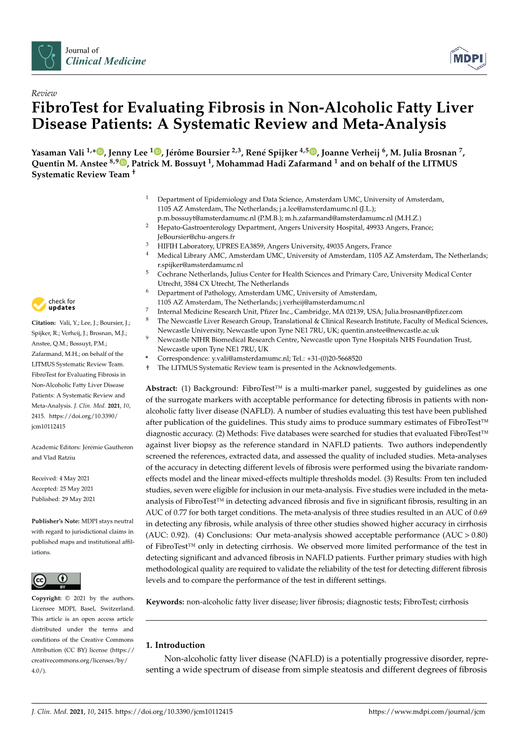 Fibrotest for Evaluating Fibrosis in Non-Alcoholic Fatty Liver Disease Patients: a Systematic Review and Meta-Analysis