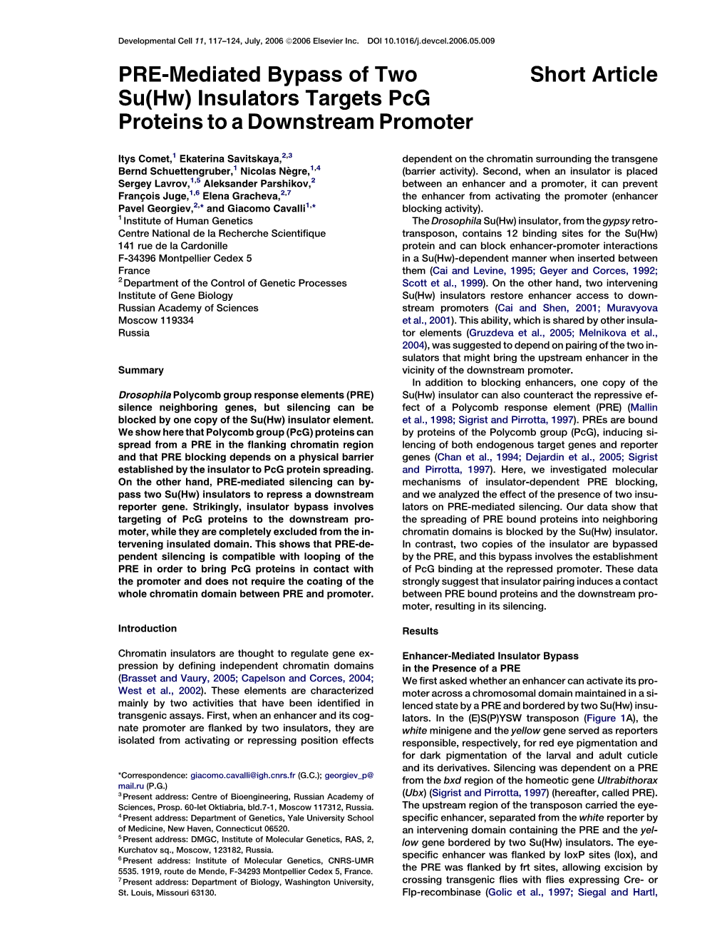 Insulators Targets Pcg Proteins to a Downstream Promoter