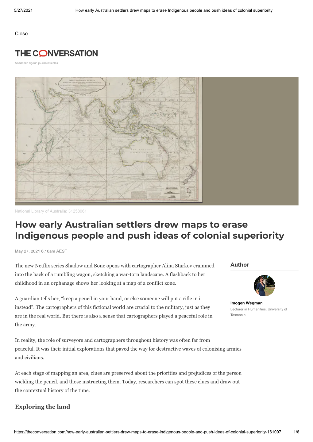How Early Australian Settlers Drew Maps to Erase Indigenous People and Push Ideas of Colonial Superiority