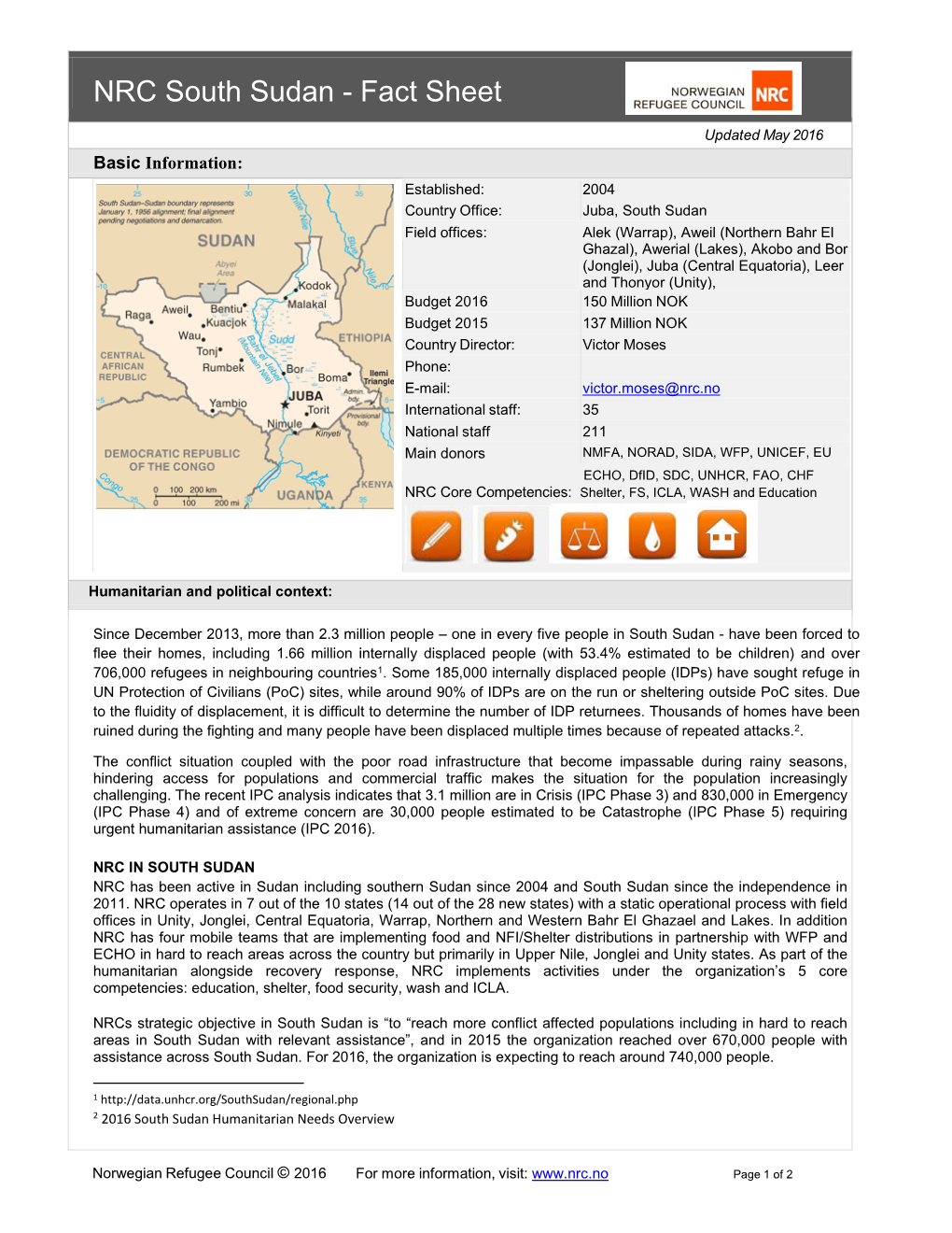 NRC South Sudan - Fact Sheet