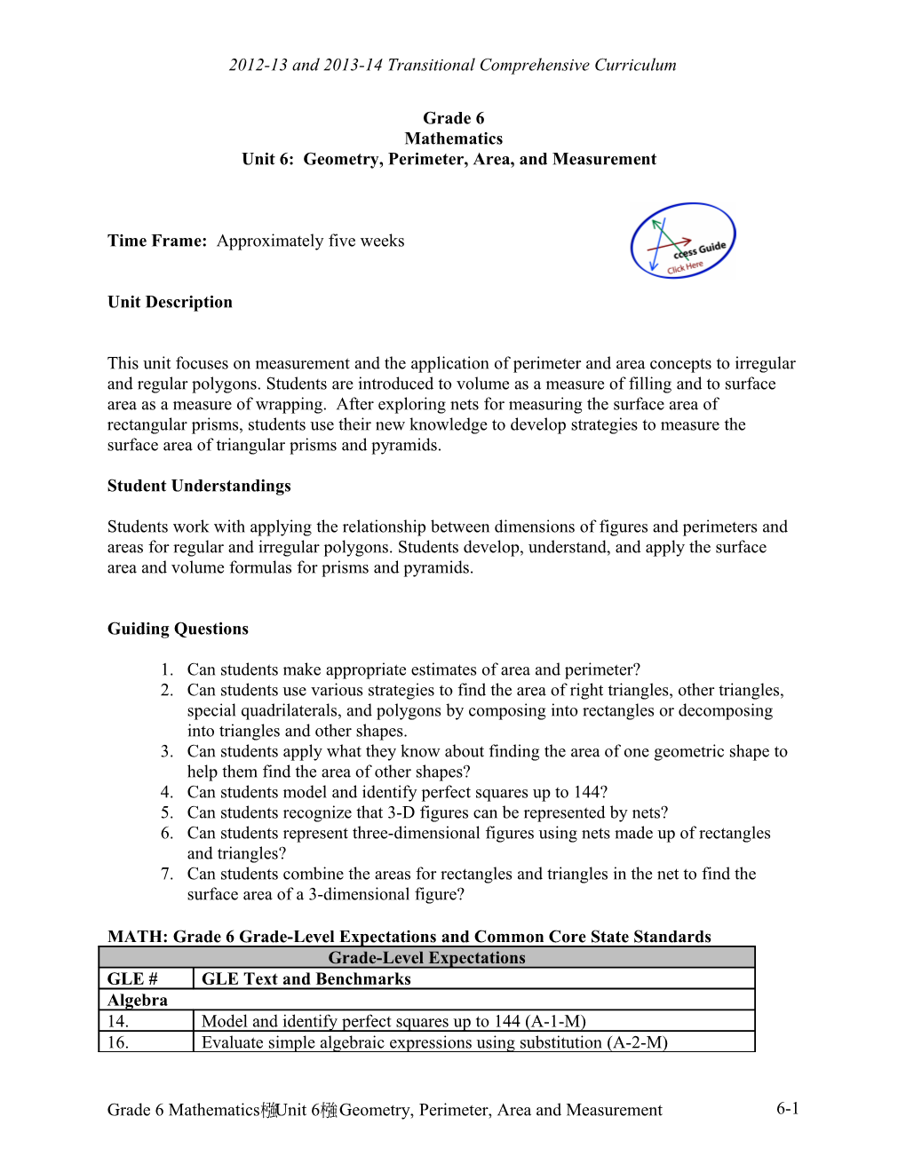 2012-13 and 2013-14 Transitional Comprehensive Curriculum s1