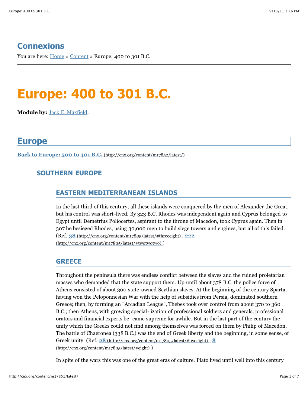 Europe: 400 to 301 B.C. 9/13/11 3:16 PM