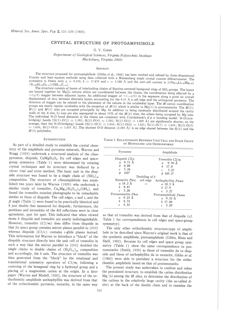 Crystal Structure of Protoamphibole