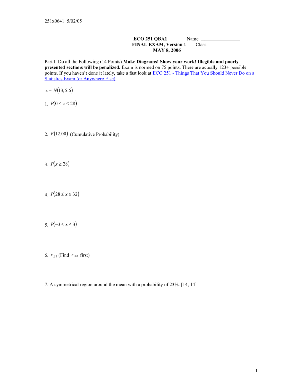 Eco 251 Formula List