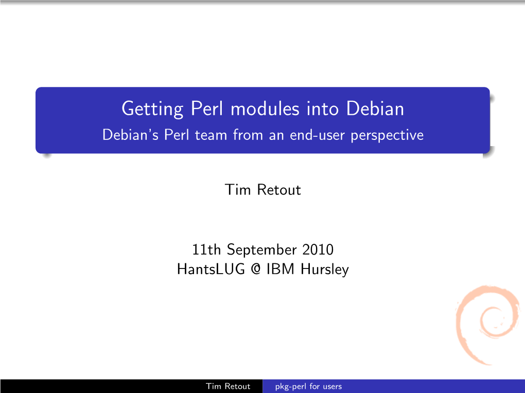 Debian's Perl Team from an End-User Perspective
