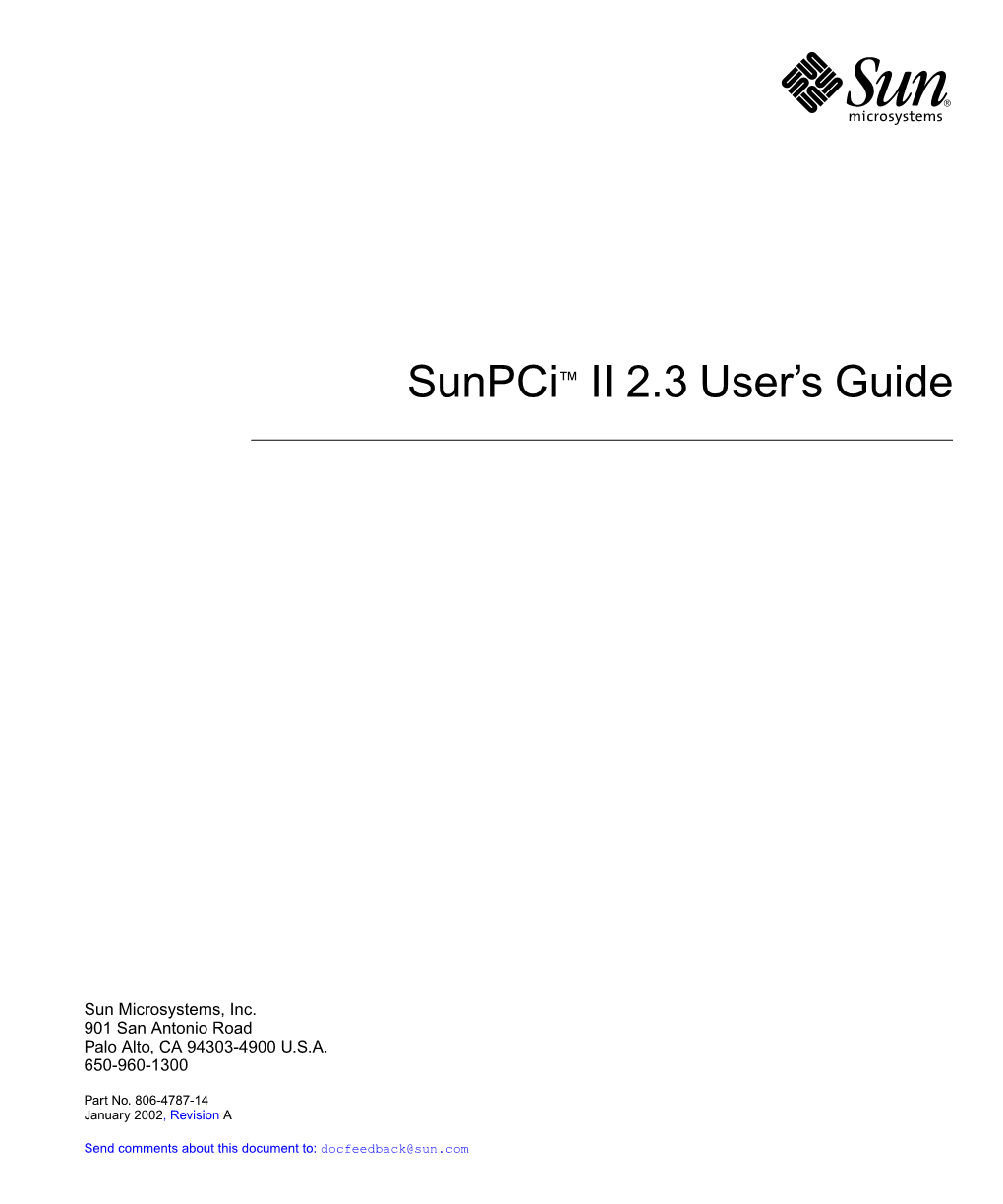 Sunpci II 2.3 User's Guide