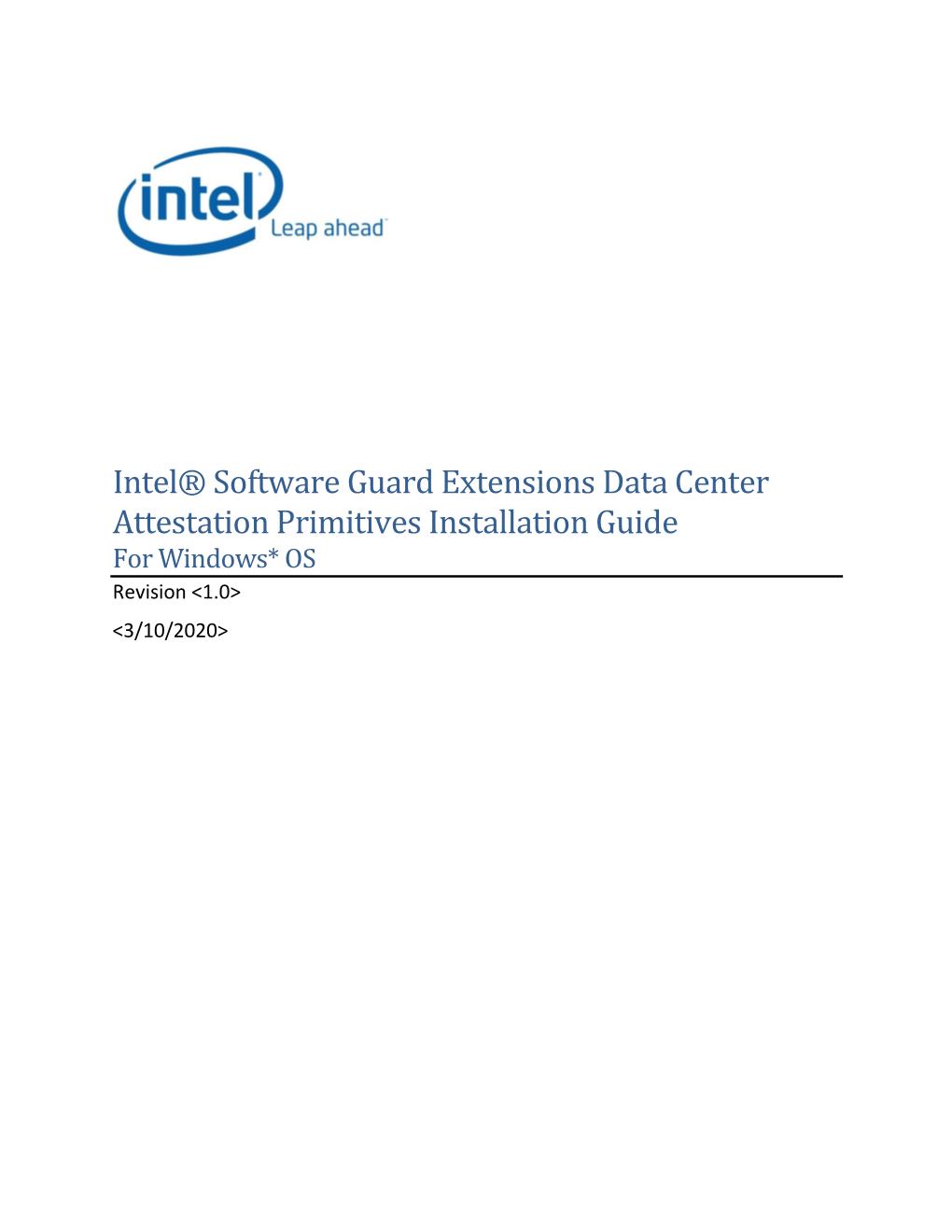 Intel® Software Guard Extensions: Data Center Attestation Primitives