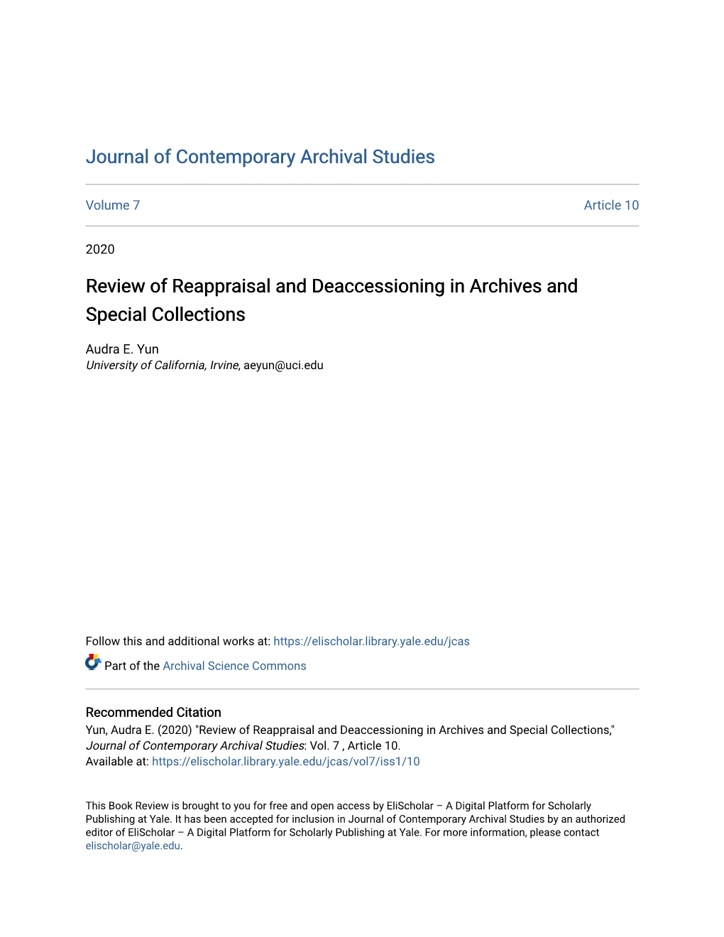 Review of Reappraisal and Deaccessioning in Archives and Special Collections