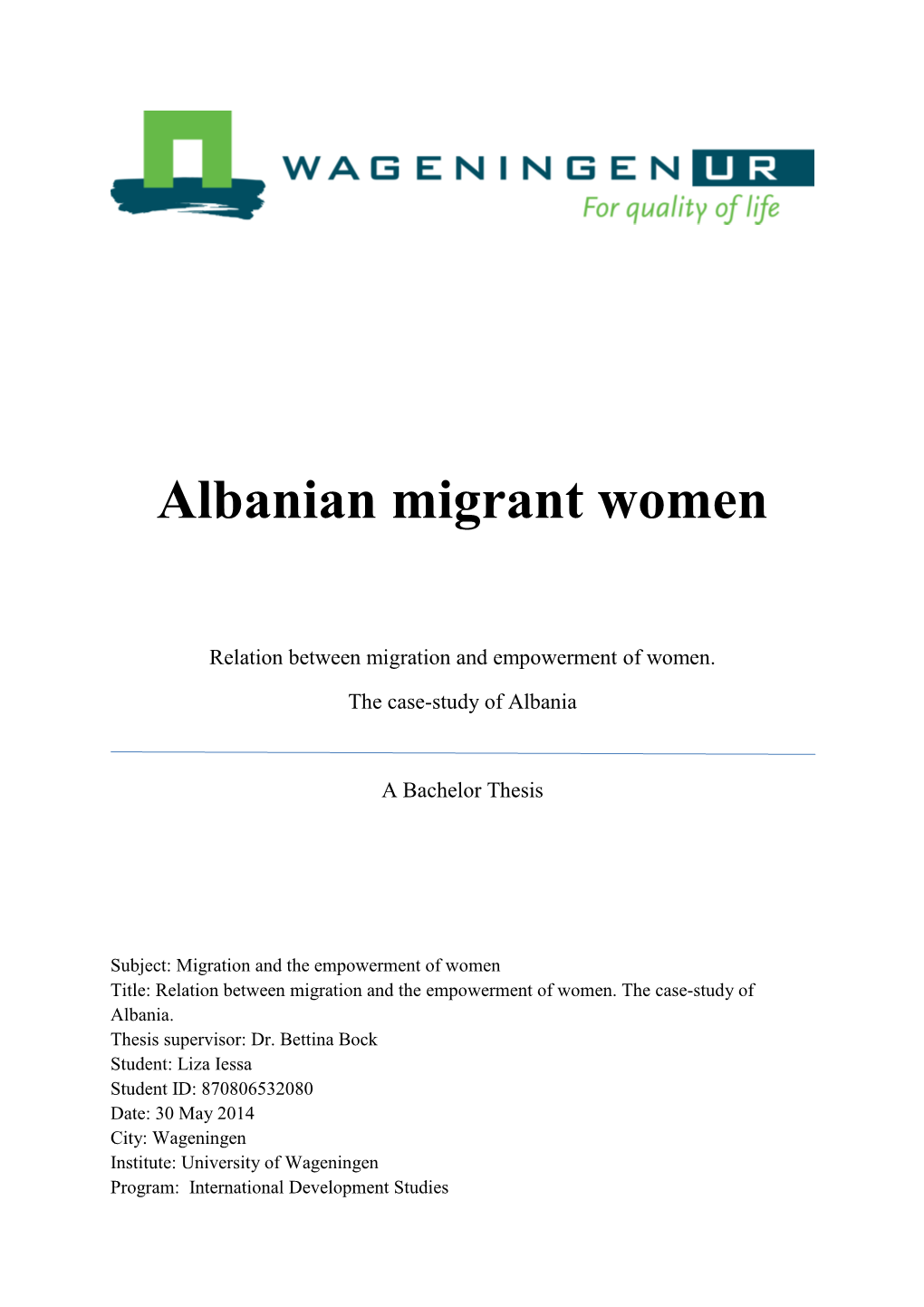 Albanian Migrant Women