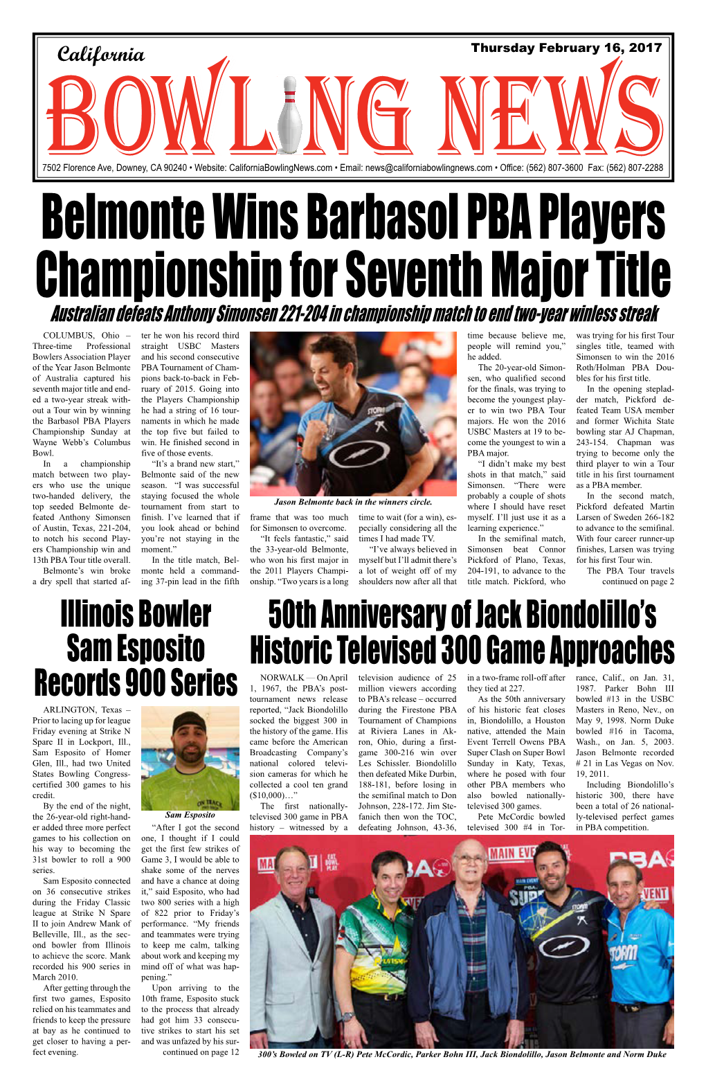 Belmonte Wins Barbasol PBA Players Championship for Seventh Major Title