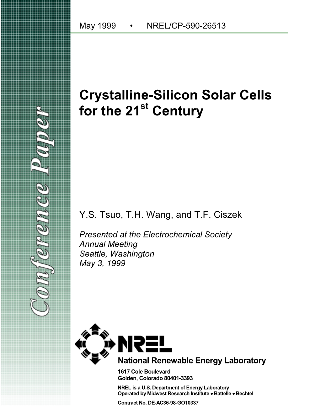 Crystalline-Silicon Solar Cells for the 21St Century