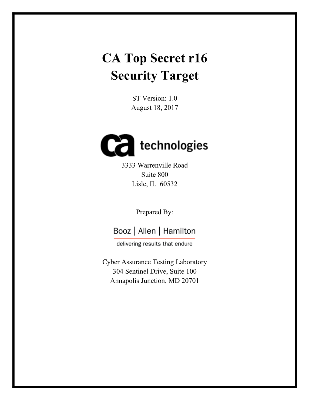 CA Top Secret R16 Security Target