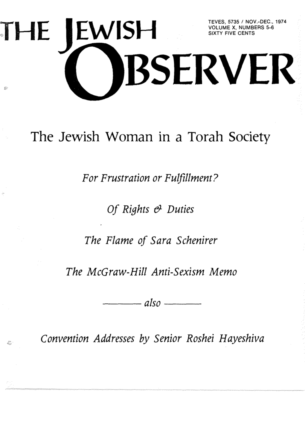 The Jewish Woman in a Torah Society