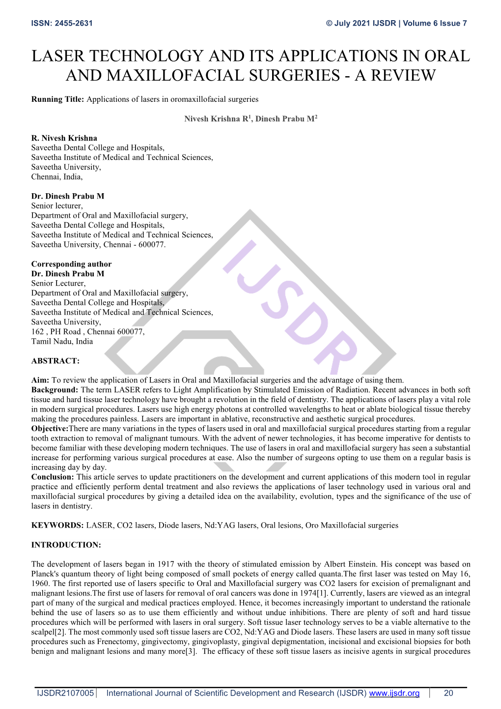 Laser Technology and Its Applications in Oral and Maxillofacial Surgeries - a Review