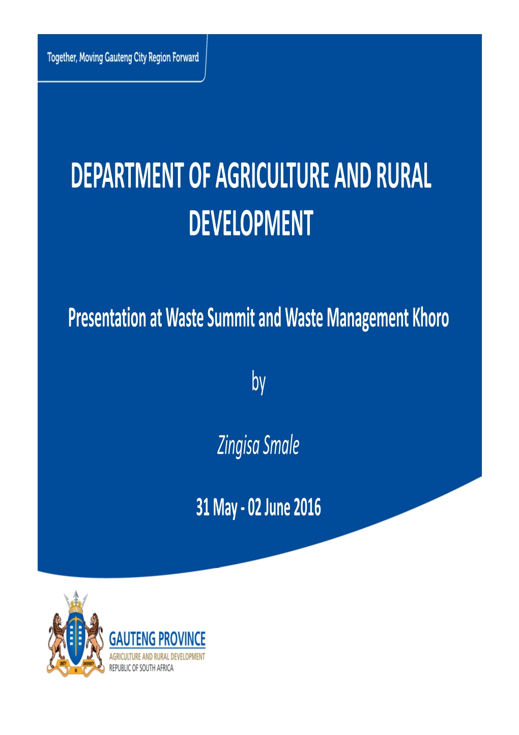 Department of Agriculture and Rural Development