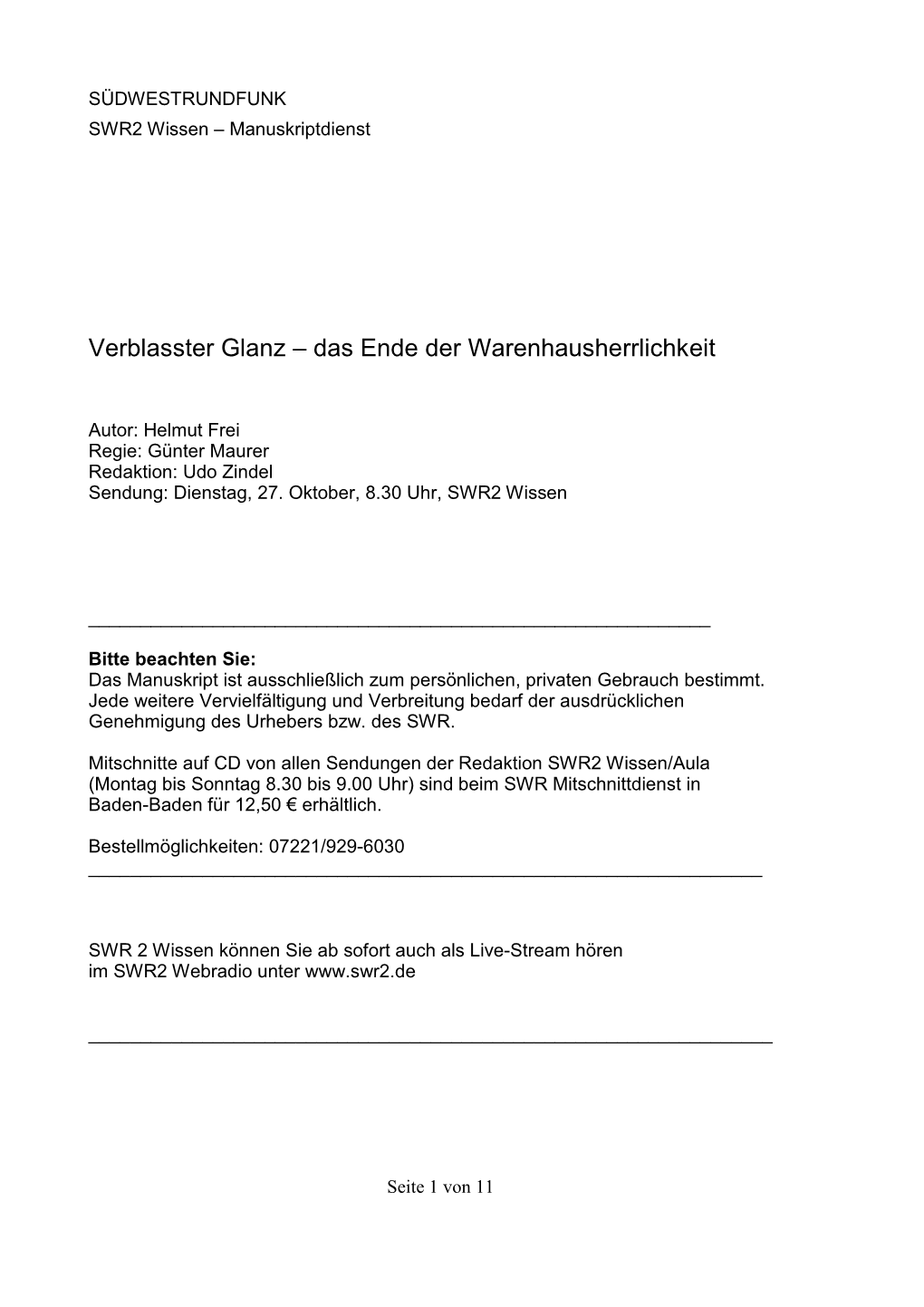 Verblasster Glanz – Das Ende Der Warenhausherrlichkeit