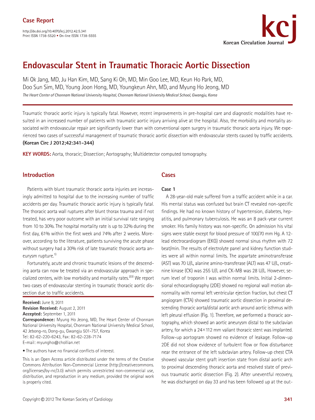 Endovascular Stent in Traumatic Thoracic Aortic Dissection