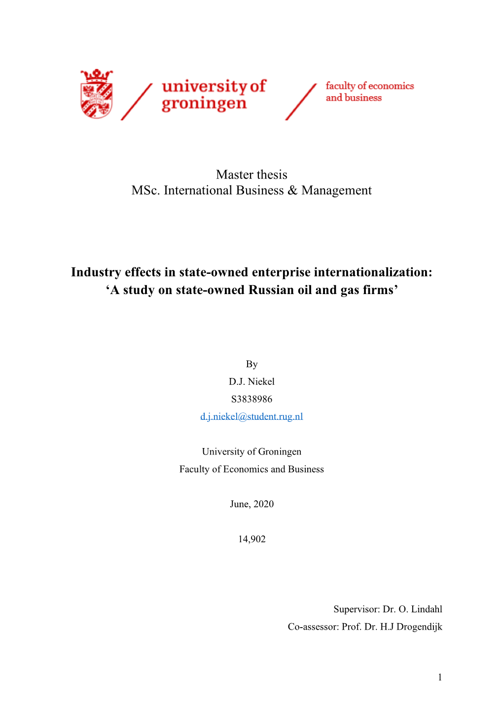 Master Thesis Msc. International Business & Management Industry