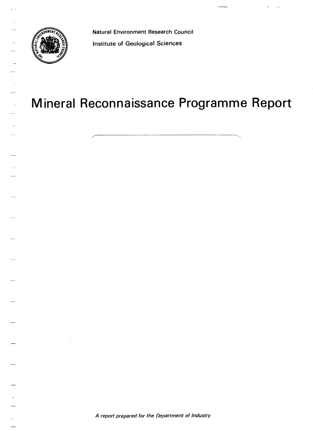 Mineral Reconnaissance Programme Report