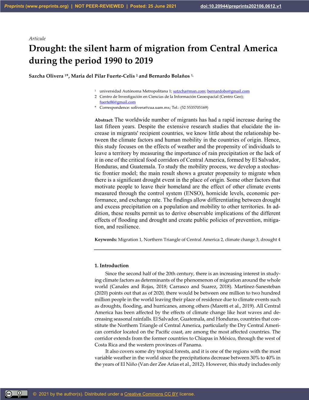 Drought: the Silent Harm of Migration from Central America During the Period 1990 to 2019