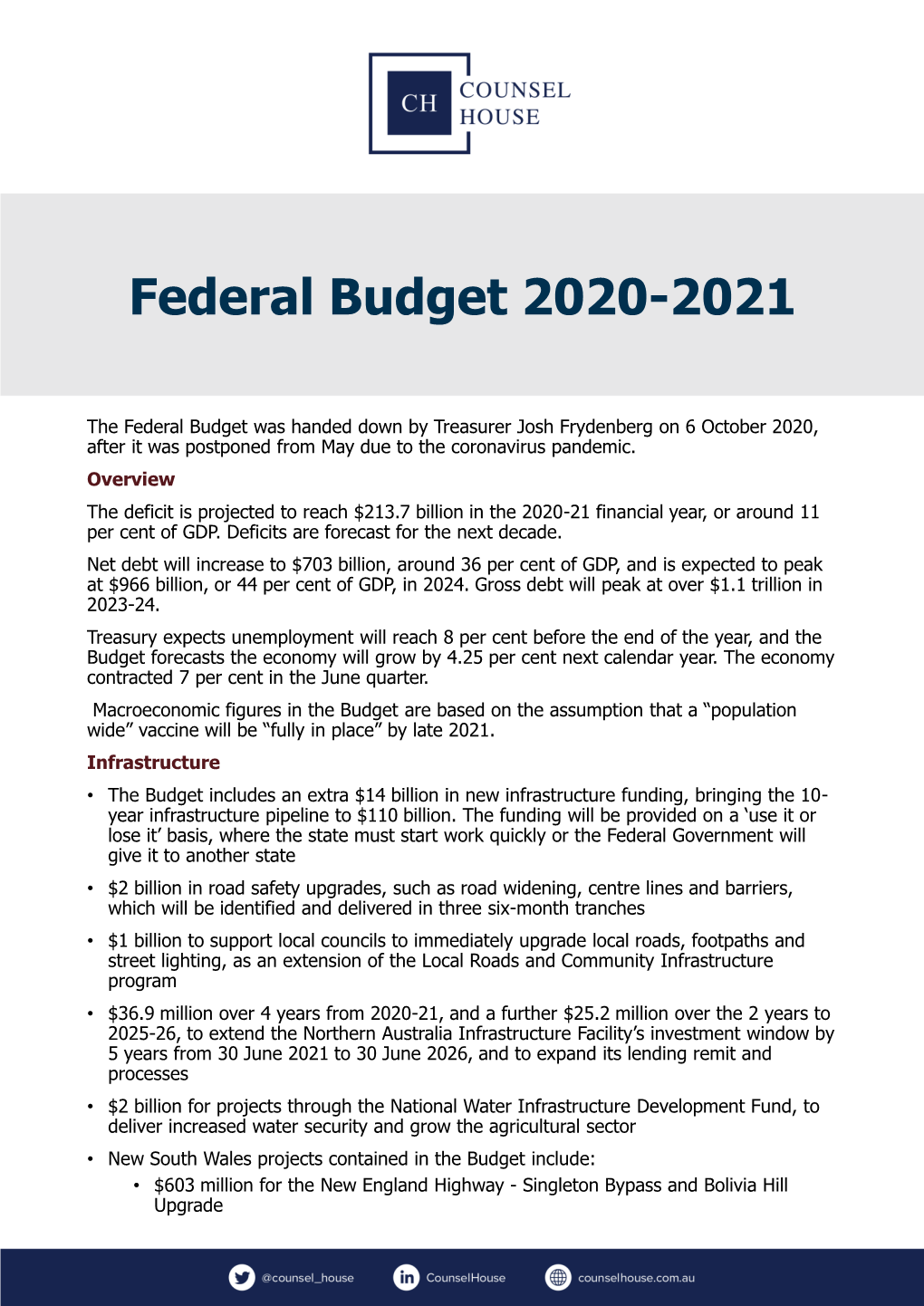 Federal Budget 2020-2021