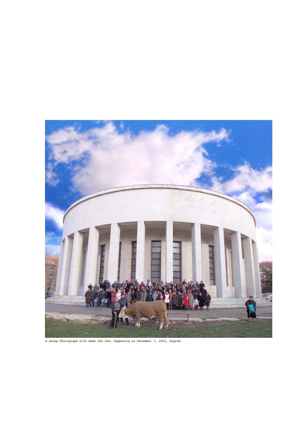 A Group Photograph with Beba the Cow, Happening on December 7, 2003, Zagreb