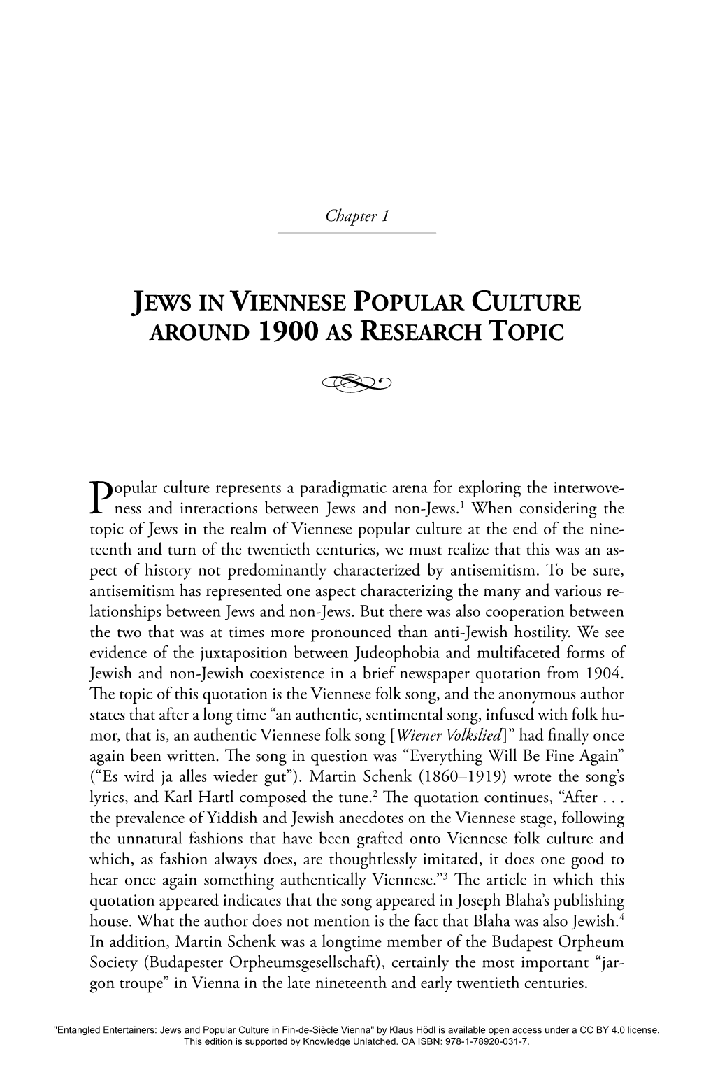 Chapter 1. Jews in Viennese Popular Culture Around 1900 As Research