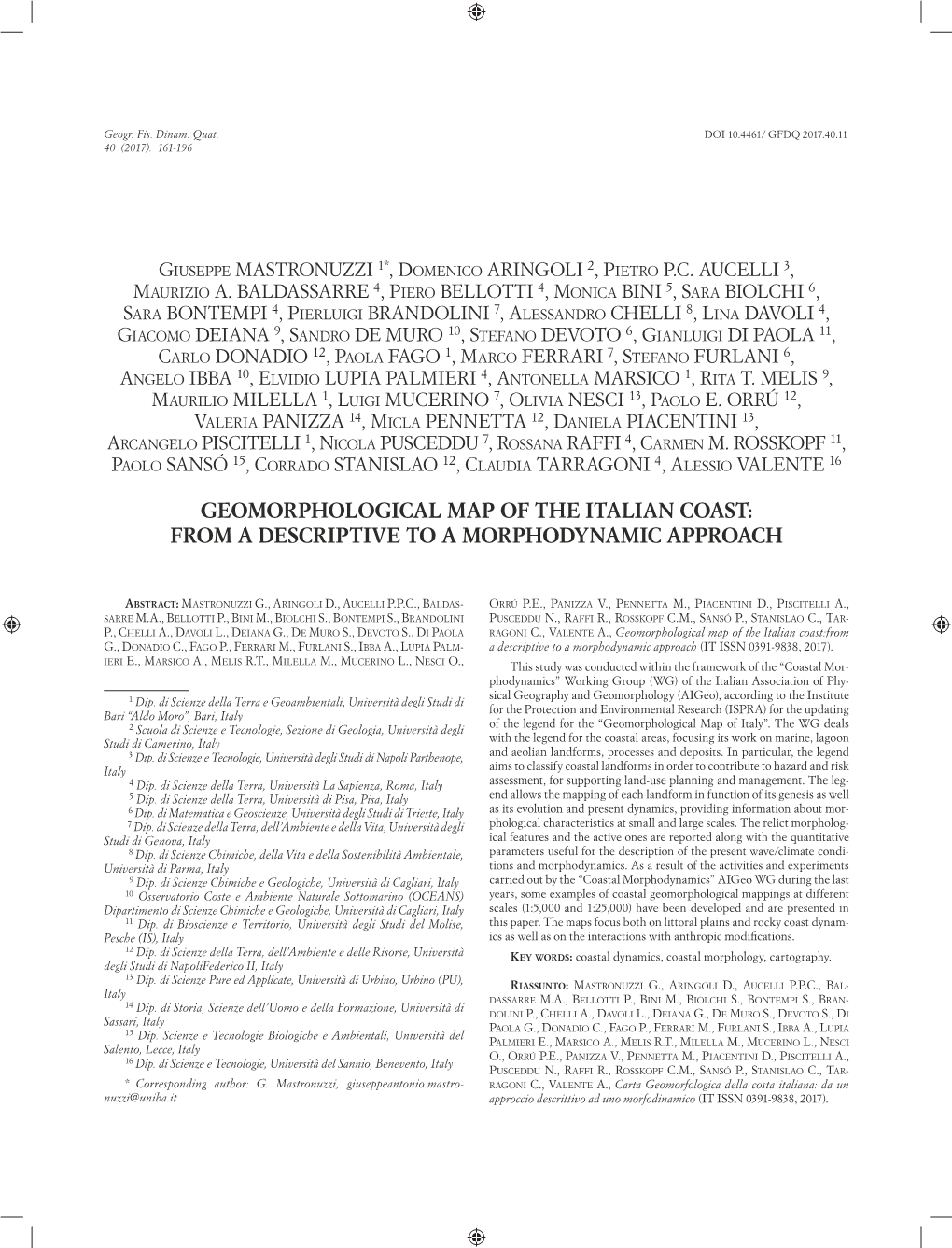 Geomorphological Map of the Italian Coast: from a Descriptive to a Morphodynamic Approach