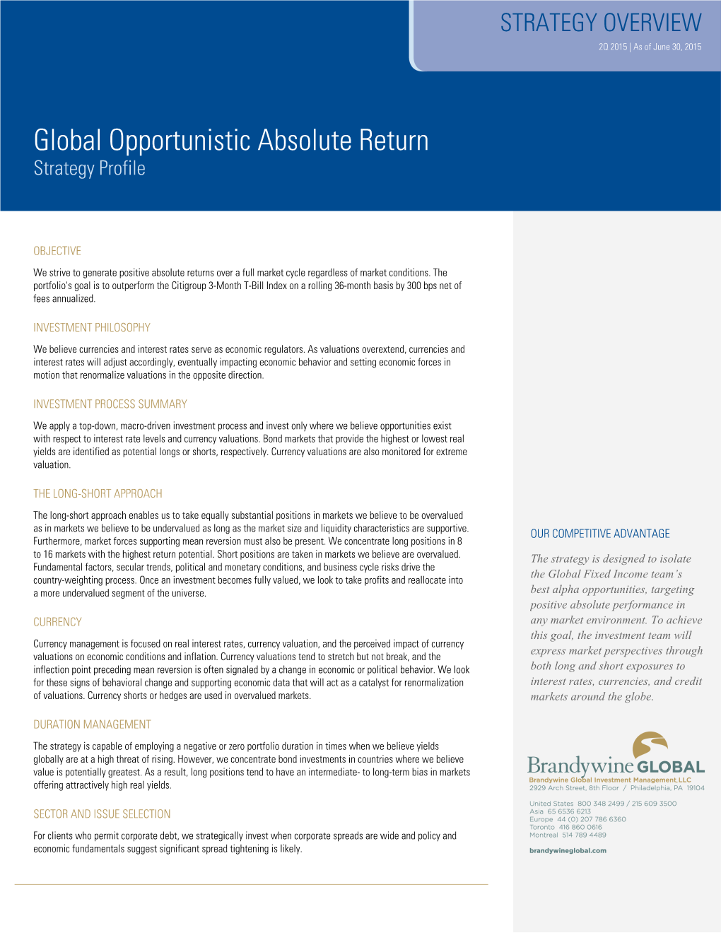 Global Opportunistic Absolute Return Strategy Profile