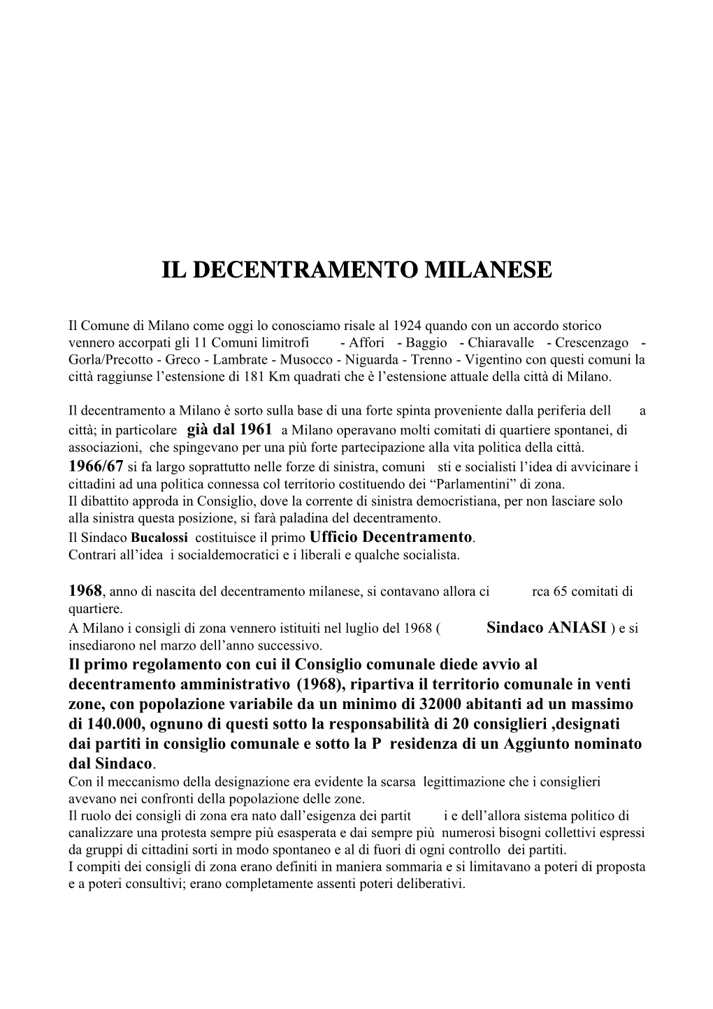 Il Decentramento Milanese