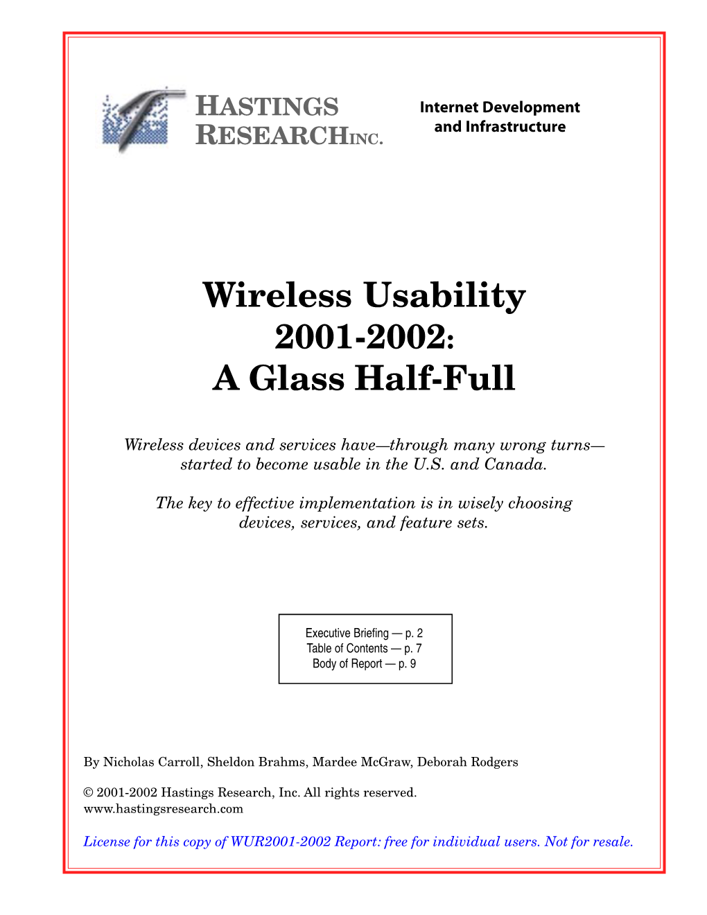 Wireless Usability Report 2001