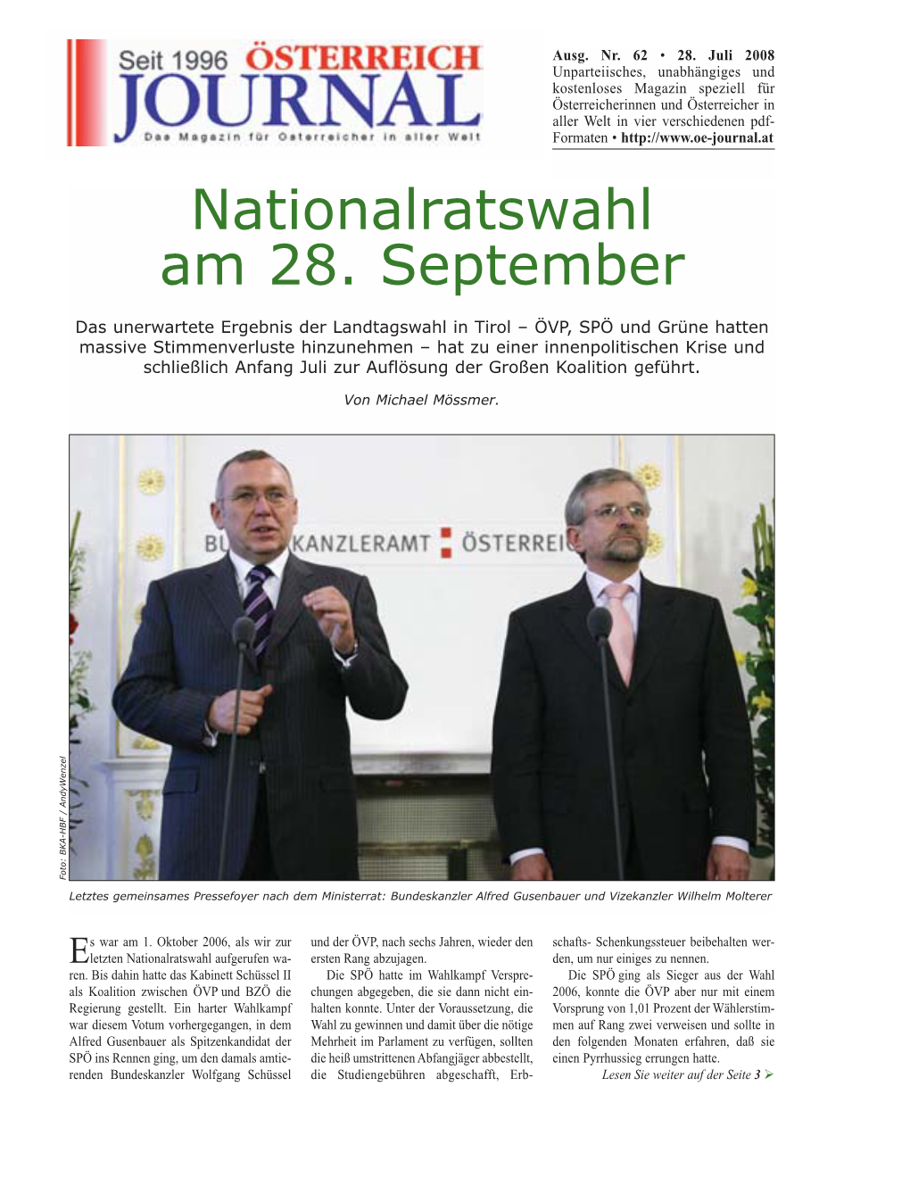 Nationalratswahl Am 28. September