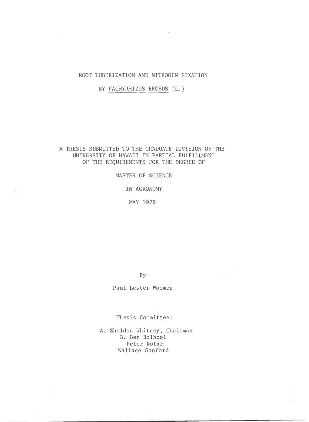 Root Tuberization and Nitrogen Fixation