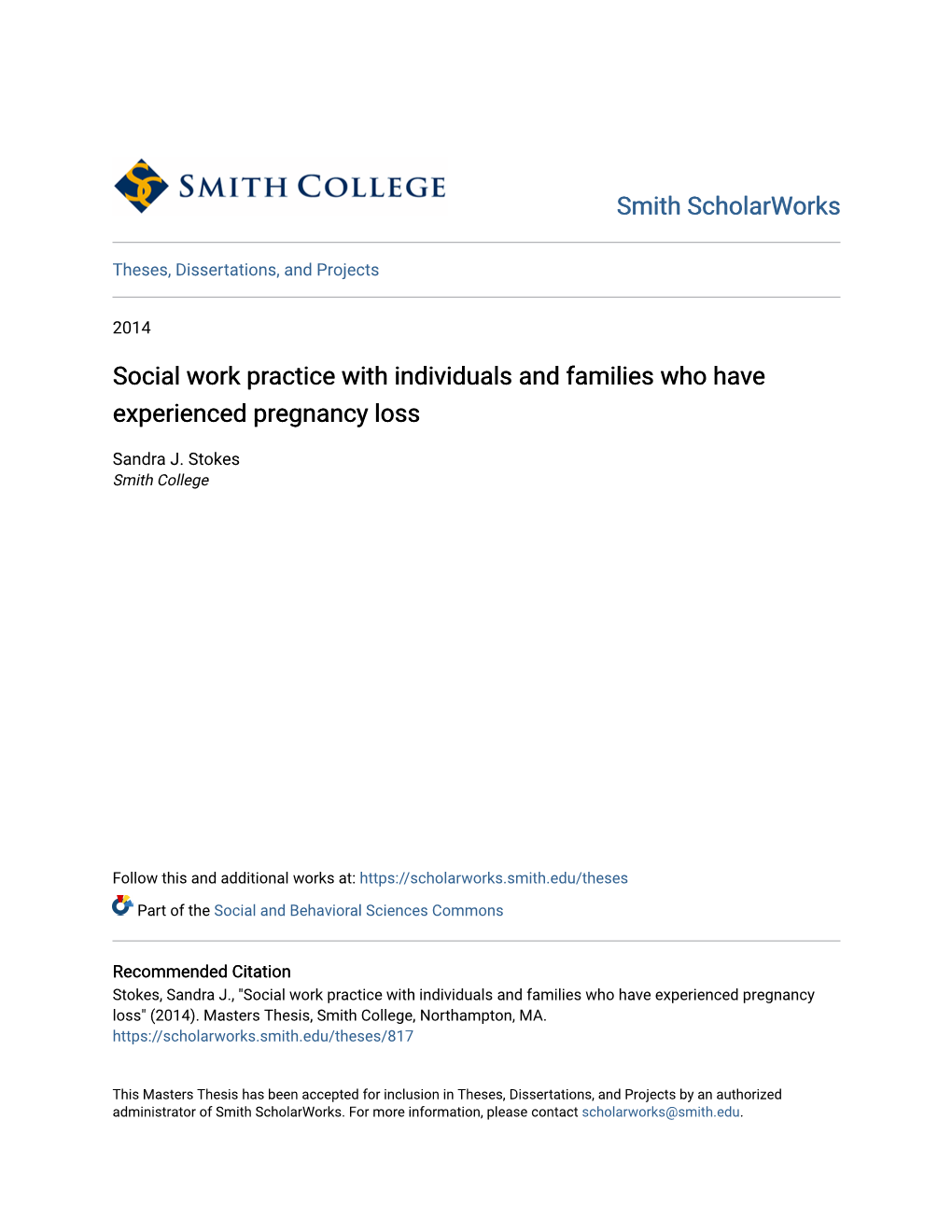 Social Work Practice with Individuals and Families Who Have Experienced Pregnancy Loss