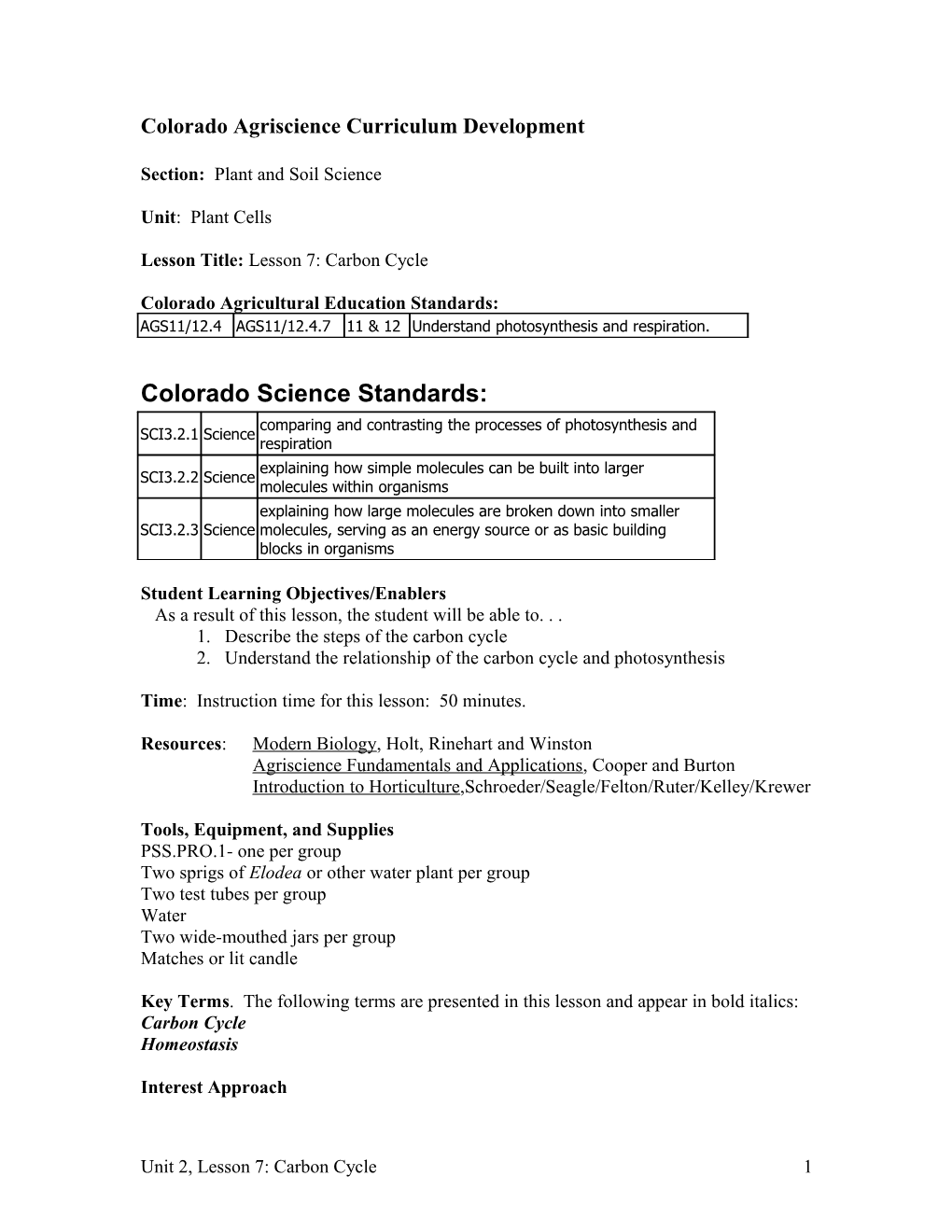 Colorado Agriscience Curriculum Development s1