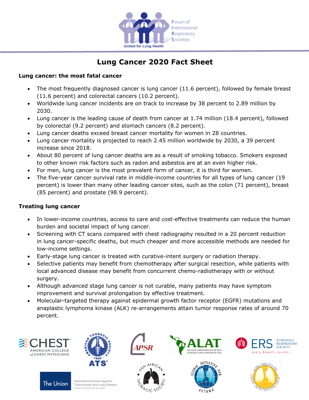 Lung Cancer 2020 Fact Sheet