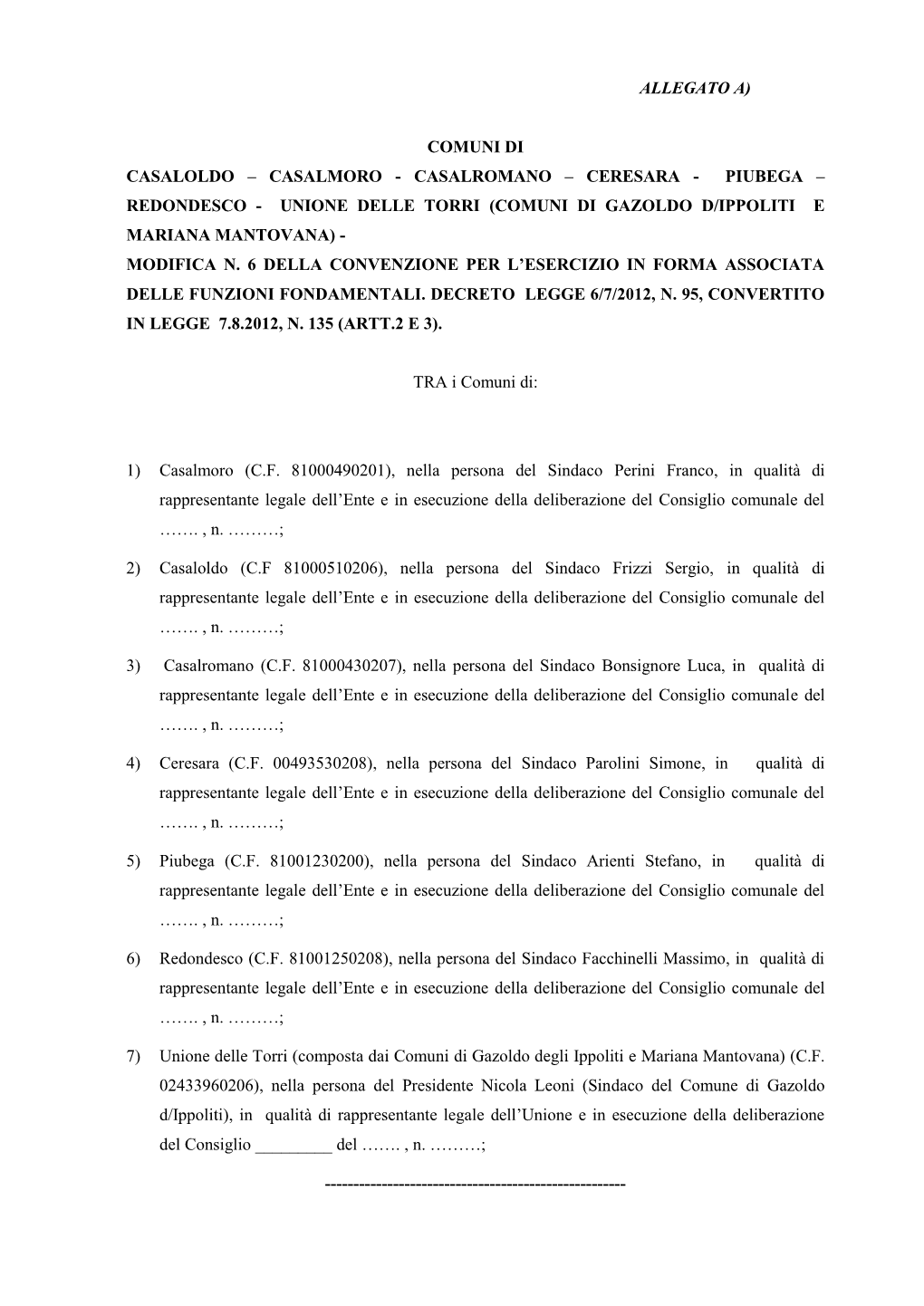 Modifica Convenzione Per L'esercizio in Forma