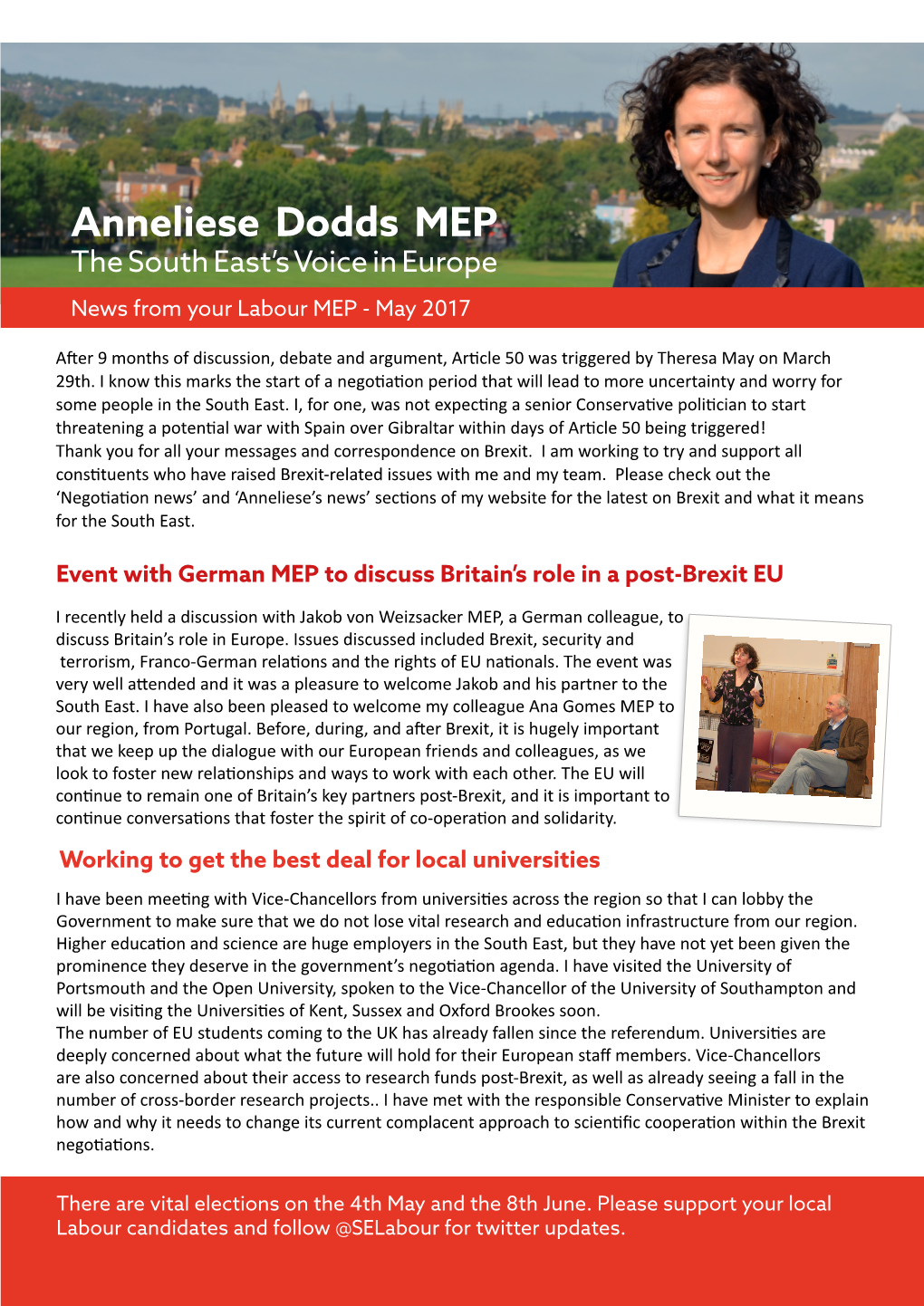 Anneliese Dodds MEP the South East’S Voice in Europe News from Your Labour MEP - May 2017