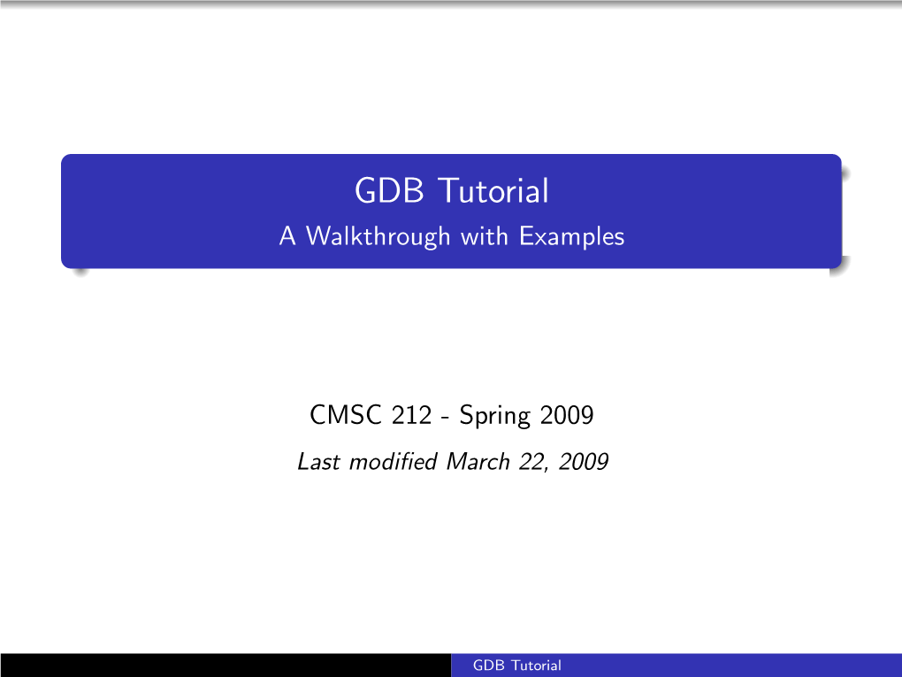 GDB Tutorial a Walkthrough with Examples