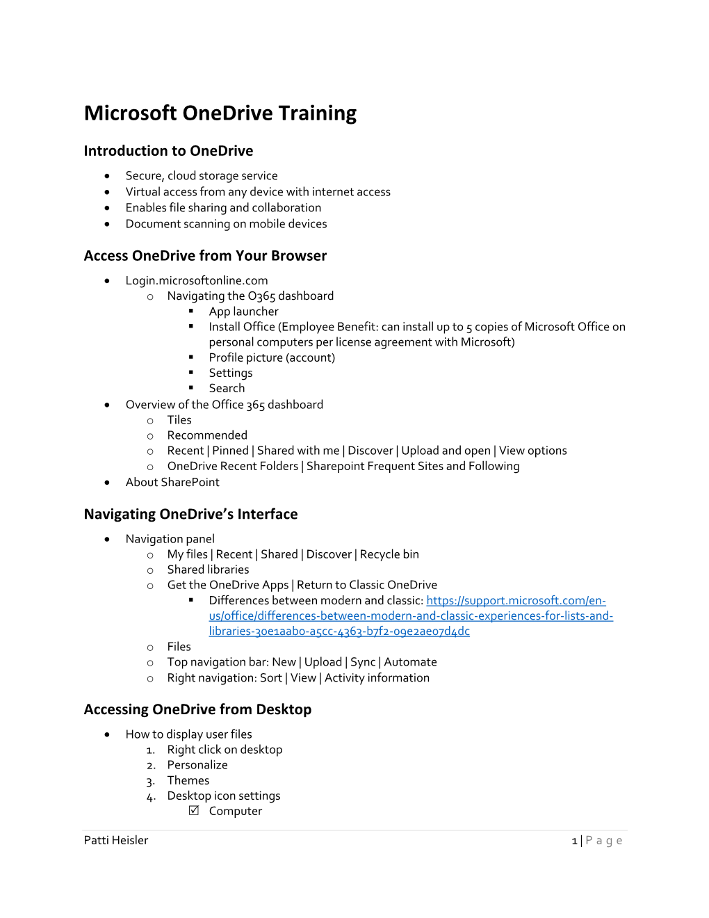 Microsoft Onedrive Training