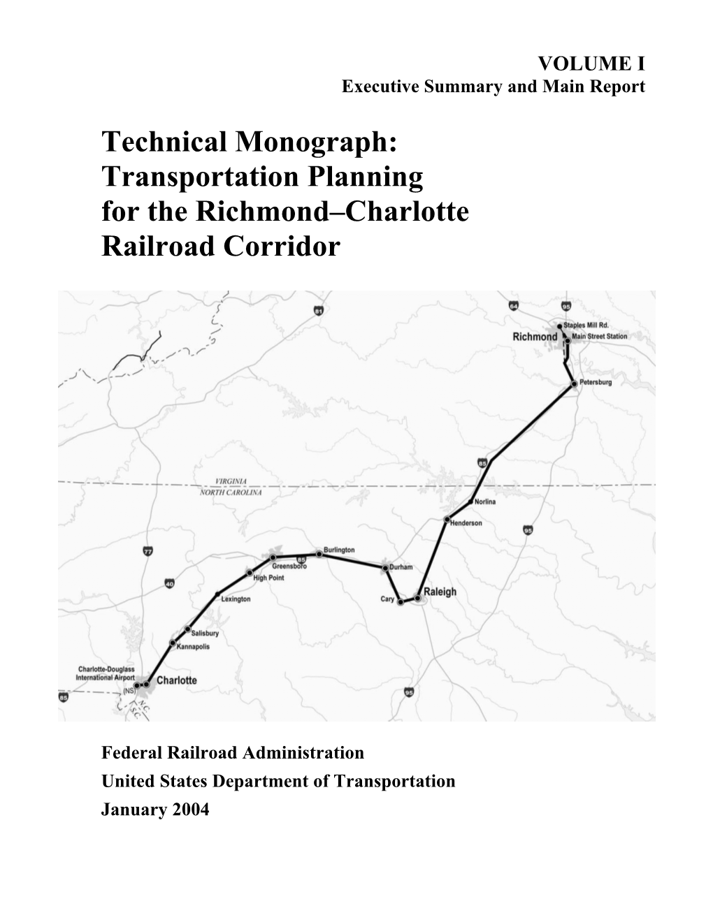 Transportation Planning for the Richmond–Charlotte Railroad Corridor