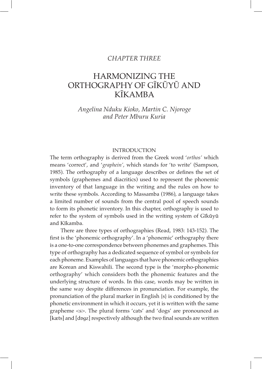 Harmonizing the Orthography of Gĩkũyũ and Kĩkamba.Pdf